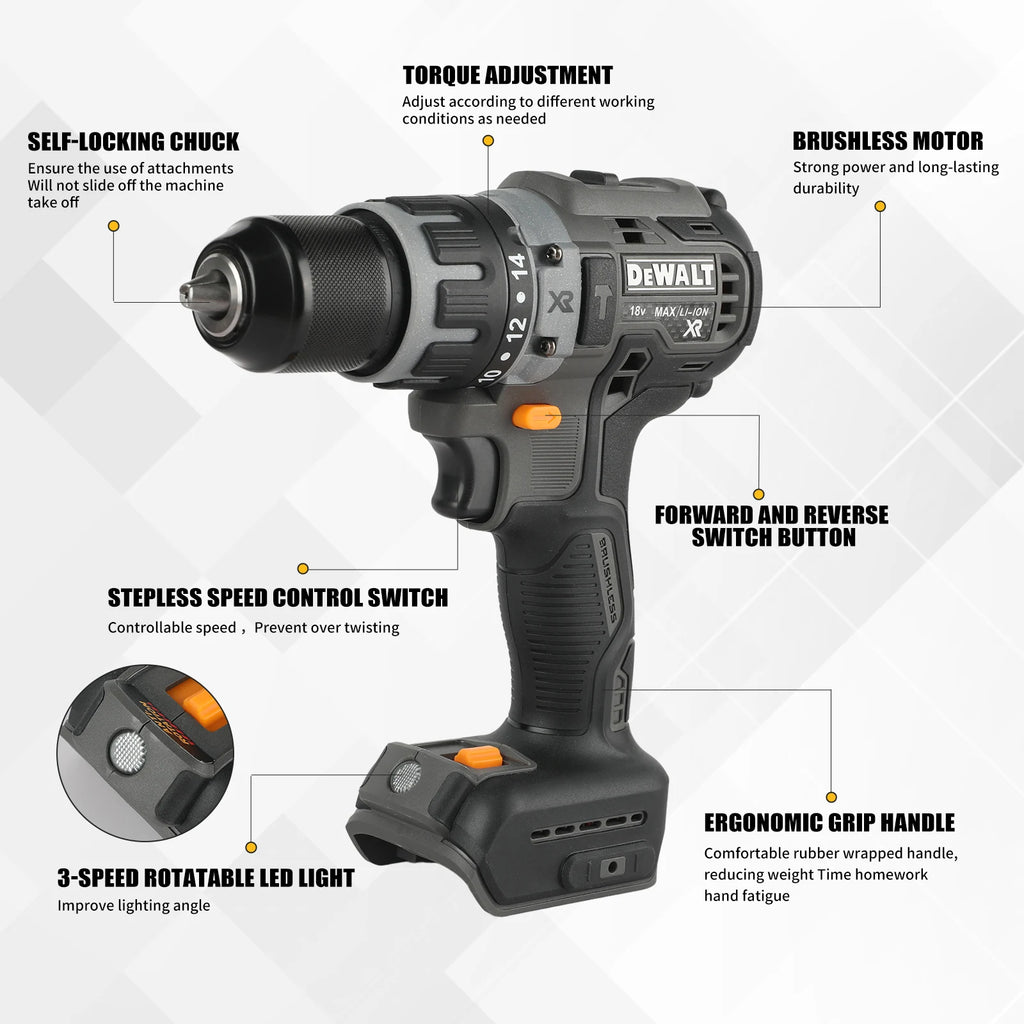 DEWALT 85M 20V Brushless Cordless 3‑Mode Hammer Drill Multifunction Electric Screwdriver Power Tool