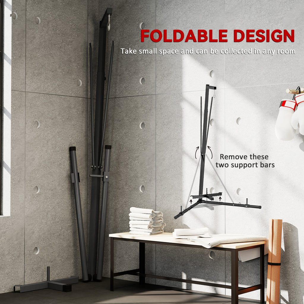 Foldable Punch Bag Stand, Height Adjustable Heavy Bag Stand with Weighted Base, For Home Gym