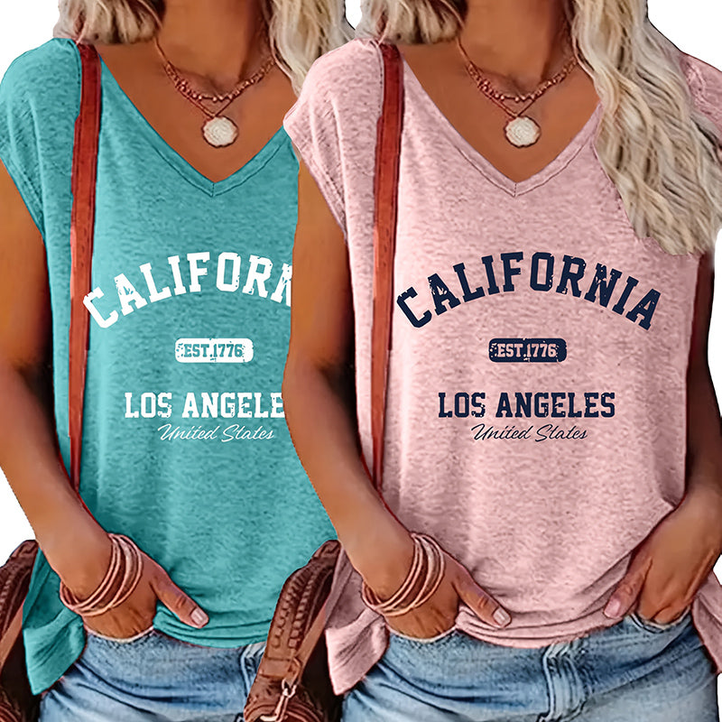 2 Pack Summer California Graphic Printed T-Shirt