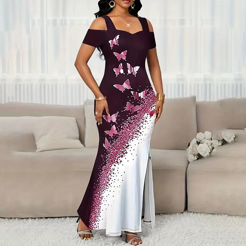 Butterfly Print Maxi Dress