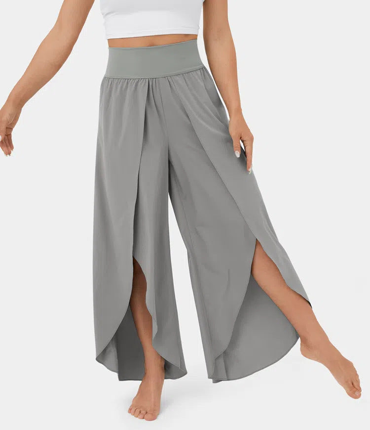 Premium Loose Split Elastic High Waist Wide Leg Trousers