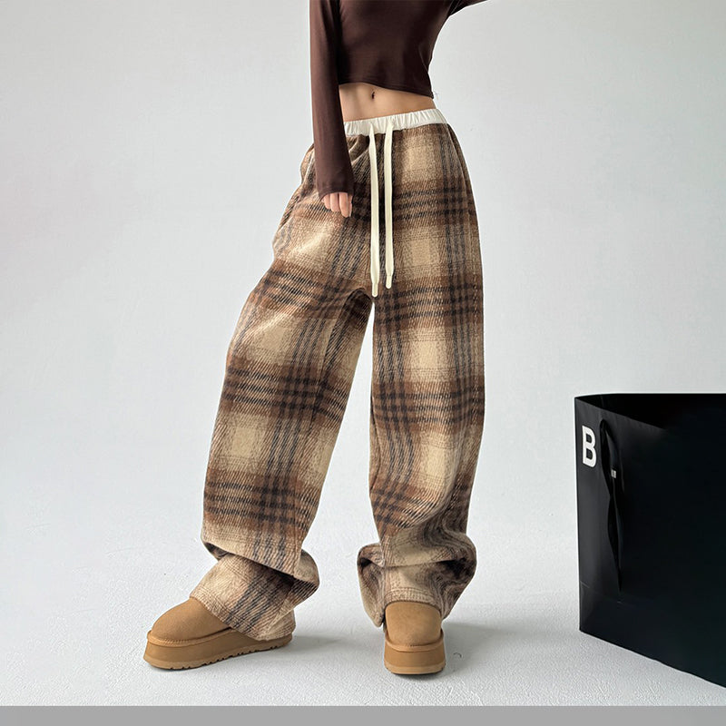 High-Waisted Plaid Wide Leg Pants