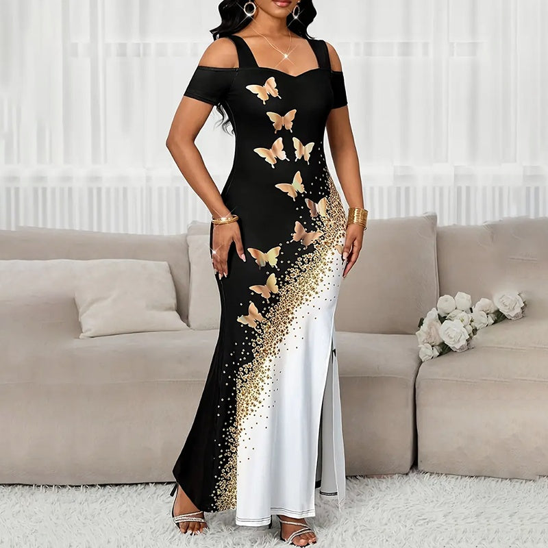 Butterfly Print Maxi Dress