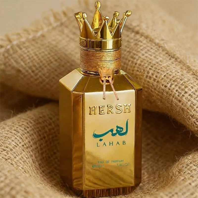 Al Ezz Oud Hersh Lahab Eau de Parfum Spray for Men Blend of Basil Lasting Cologne Luxury Gold Crown Pheromones Perfume 100 ML ﻿