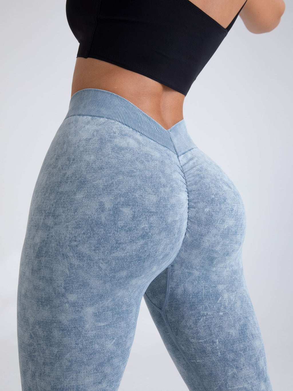 Seamless High Waist V Back Scrunch Butt Workout Leggings