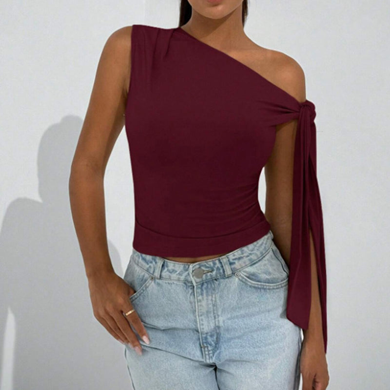 One-shoulder asymmetrical top