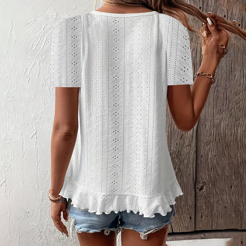 Casual Summer Crew Neck Blouses Top