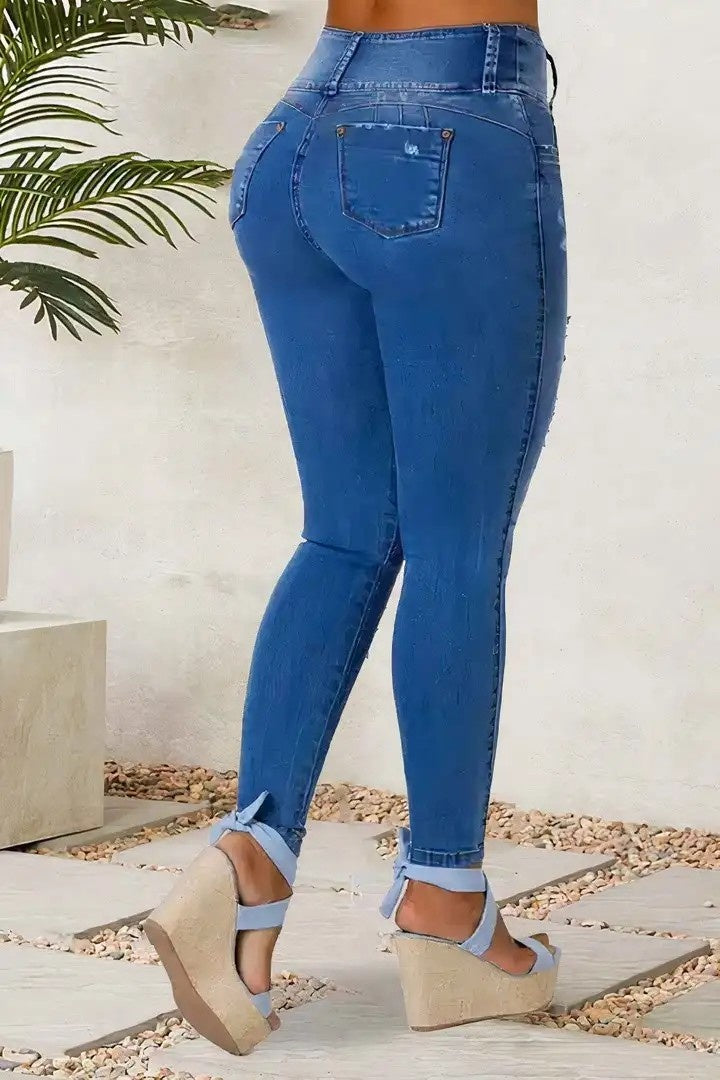 Distressed Ripped Blue Jeans – Urban Street Fit