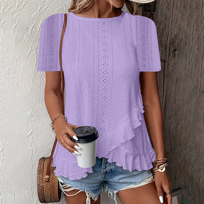 Casual Summer Crew Neck Blouses Top
