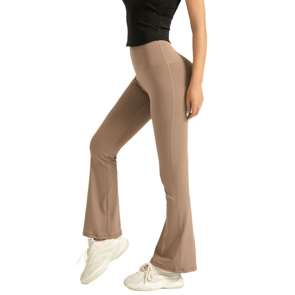 High Waist Hip Lift Legging Bell-bottom Pants Nude Feel Fitness
