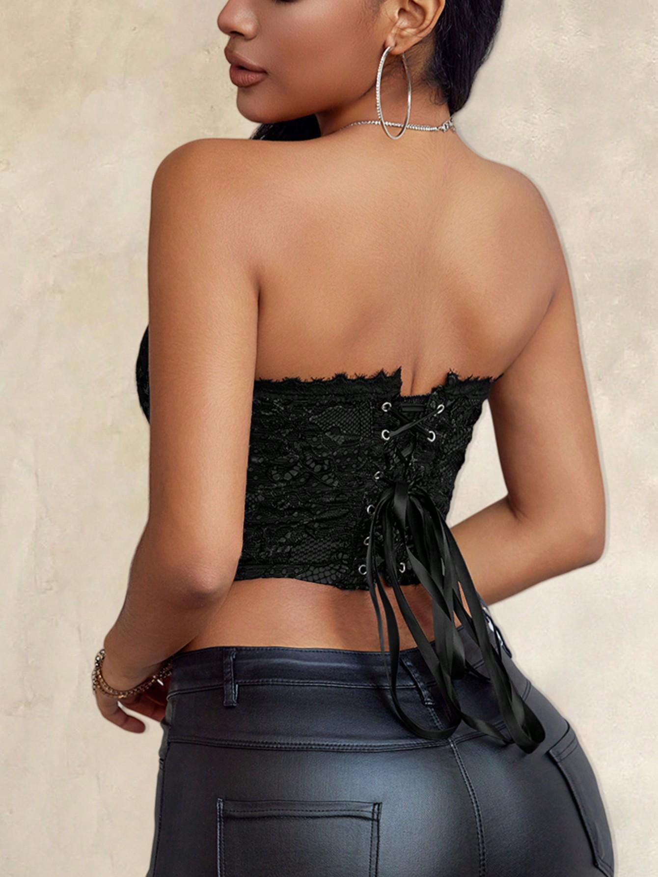 Sexy Strapless Party Lace Corset Top