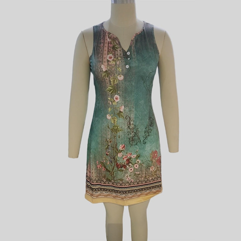 Sleeveless Floral Summer Beach Dress