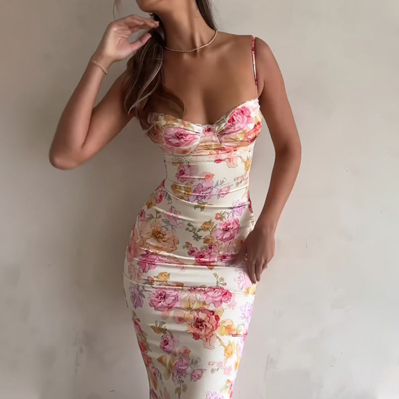 Sexy Floral Spaghetti Strap Vacation Dress