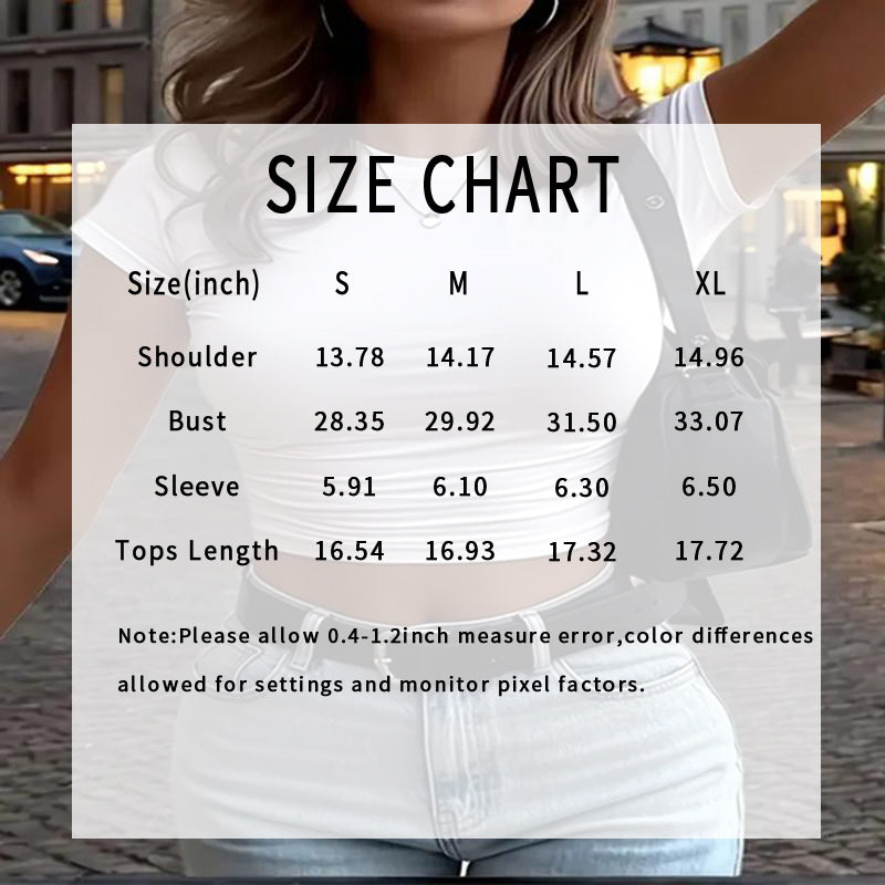 Slim Fit Crop Tee Crew Neck Short Sleeve