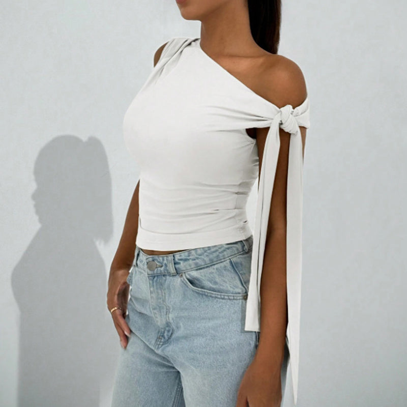 One-shoulder asymmetrical top
