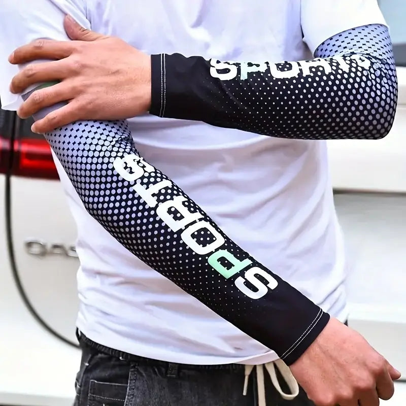 UV Resistant Ice Silk Cooling Set - 1 Pair Arm Sleeves 1 Face Mask Scarf