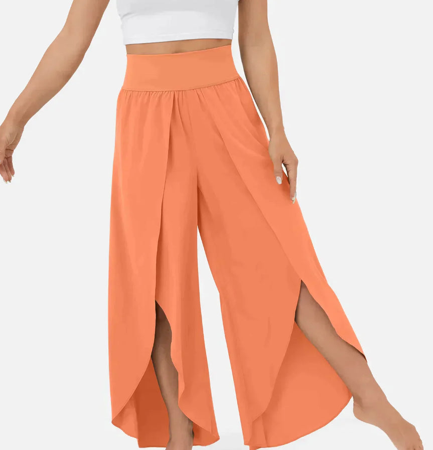 Premium Loose Split Elastic High Waist Wide Leg Trousers