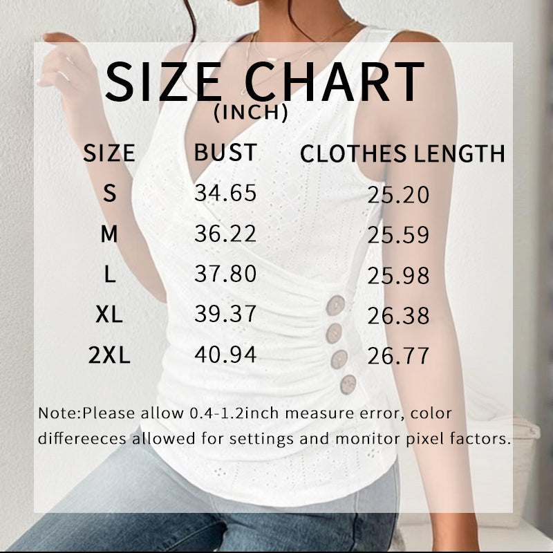 Ruched Tank Top Slim Fit Button Detail