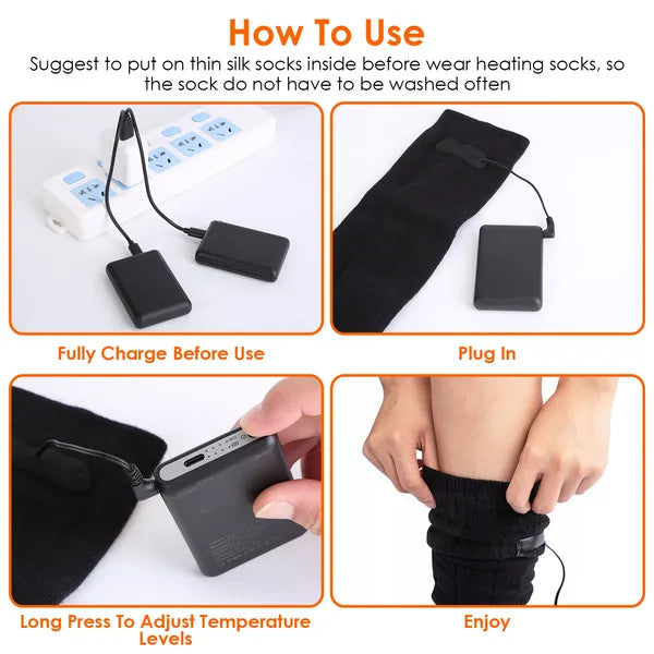 Electric Heated Rechargable Feet Warming Socks Machine Washable