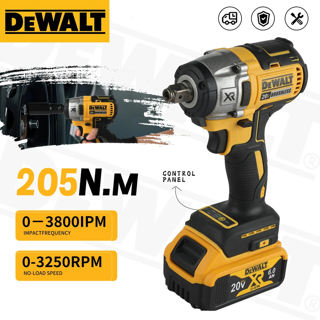 Dewalt DCF880 Brushless Impact Wrench 205Nm High Torque Cordless Electric Wrench Tire Repair Rechargeable 20V battery Power Tool