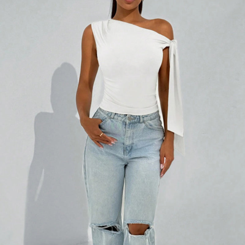 One-shoulder asymmetrical top