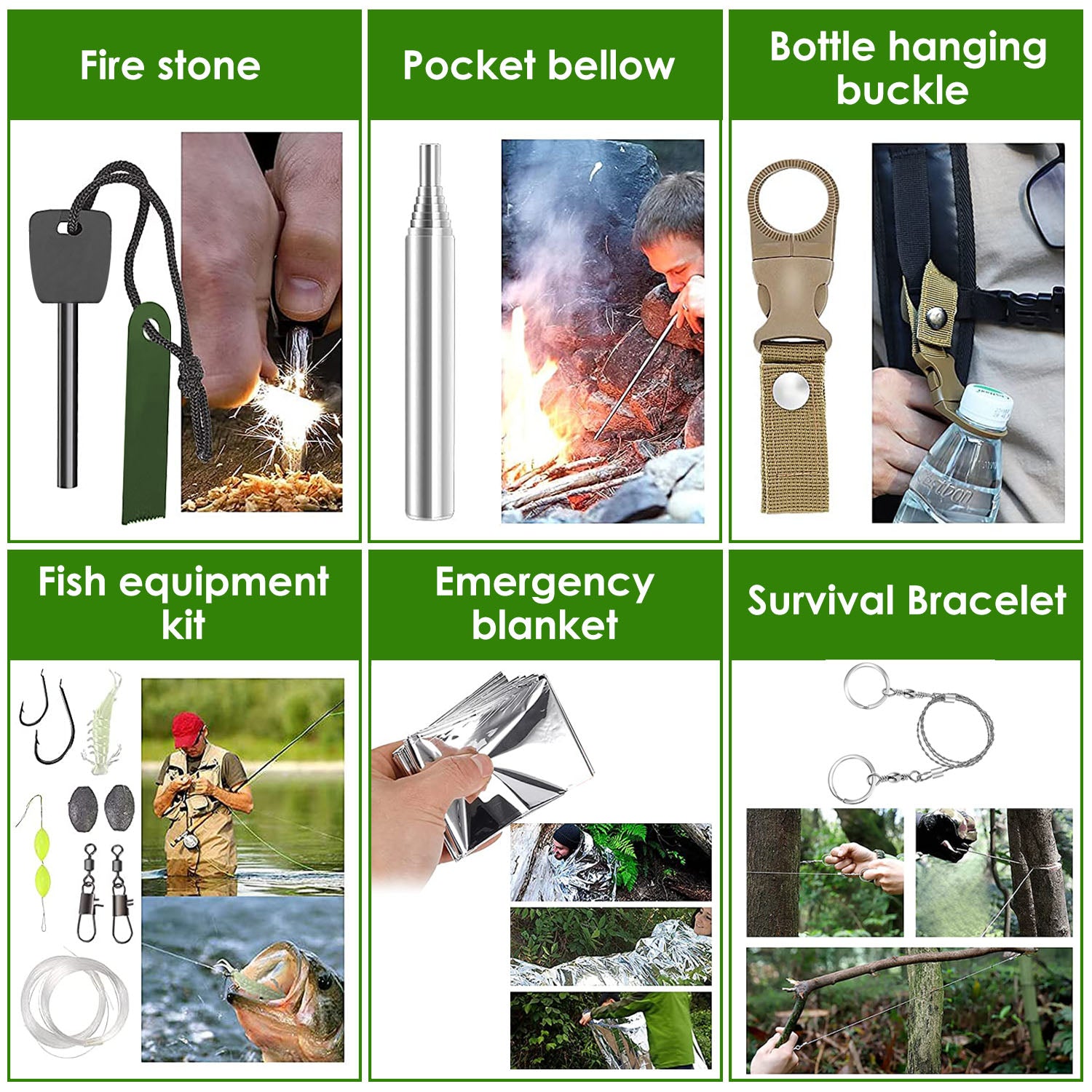 47Pcs Emergency Survival Kit For Hiking Hunting Disaster Camping Adventure