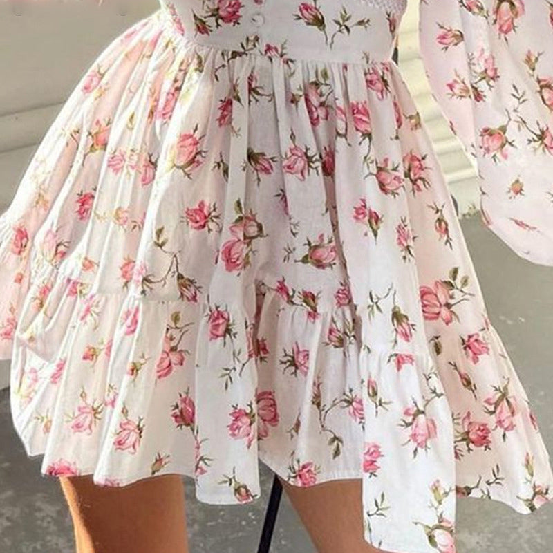 Floral Puff Sleeve Mini Dress