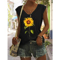 Sunflower Print Casual T-Shirt