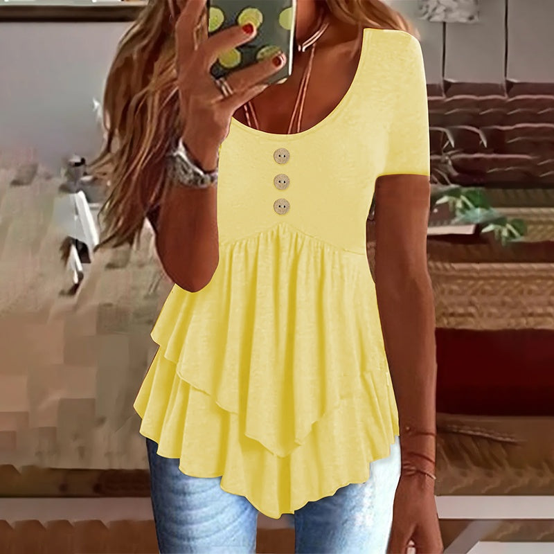 Tunic Top Casual Loose Fit Crew Neck Summer Blouse