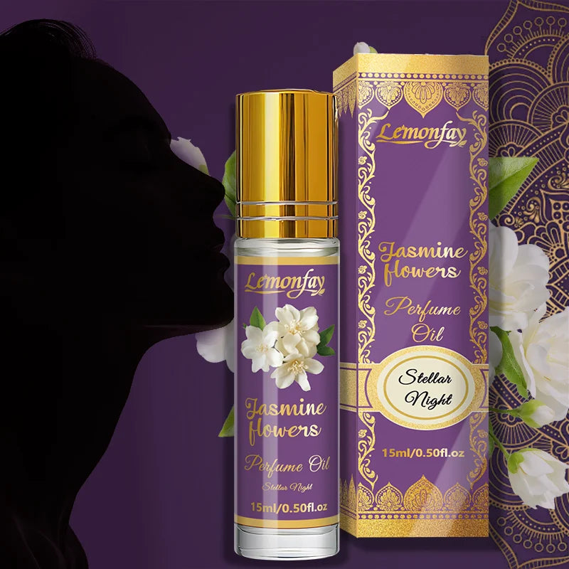 Lemonfay Jasmine Flowers Perfume Oil, Stellar Night Fragrance Oil, Long-Lasting Roll-On Perfume for Women, 15ml