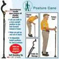 Posture Walking Stick Cane With Adjustable Heights Folding With 10 Levels