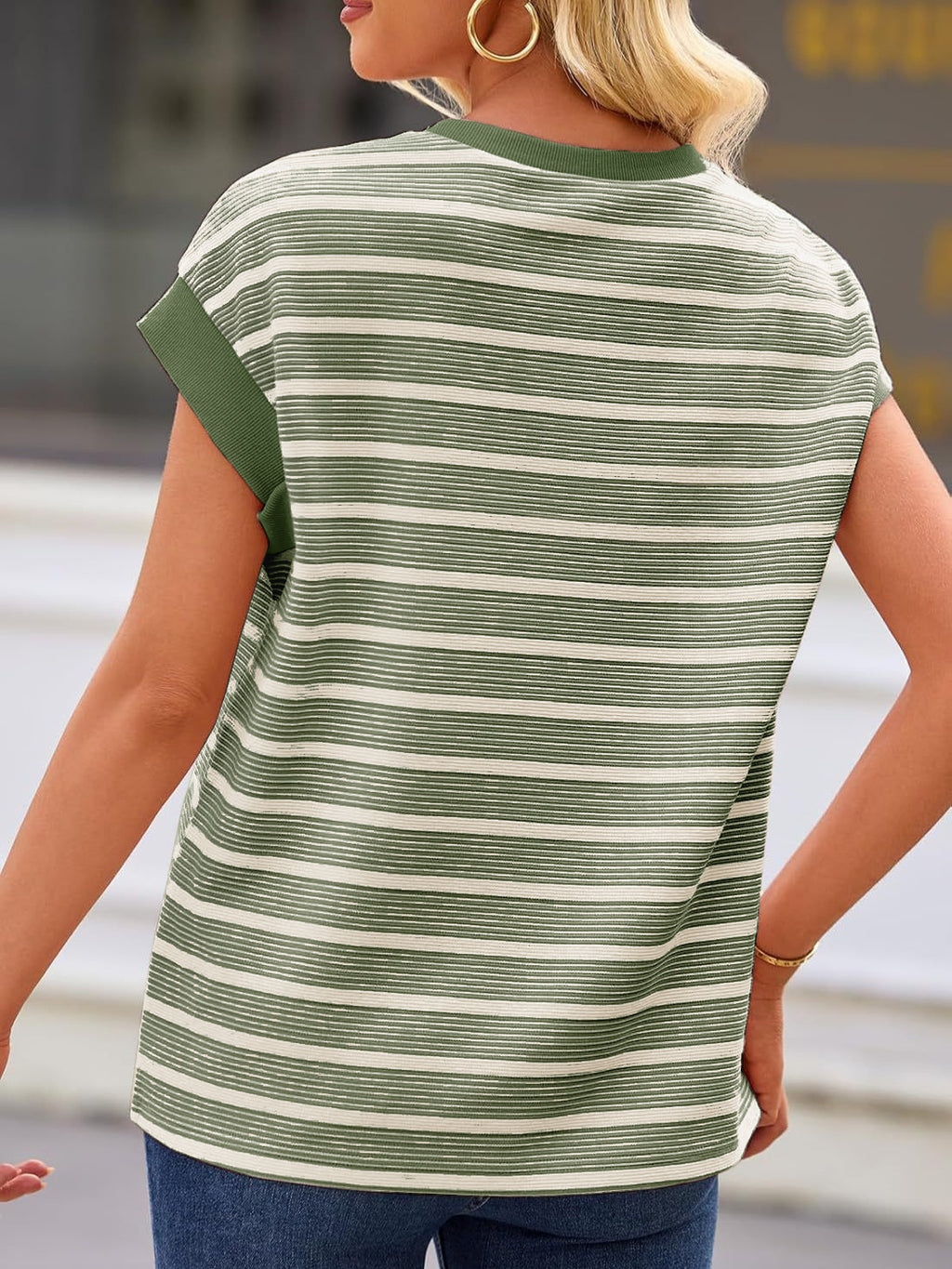 Striped Casual Loose Fit Crew