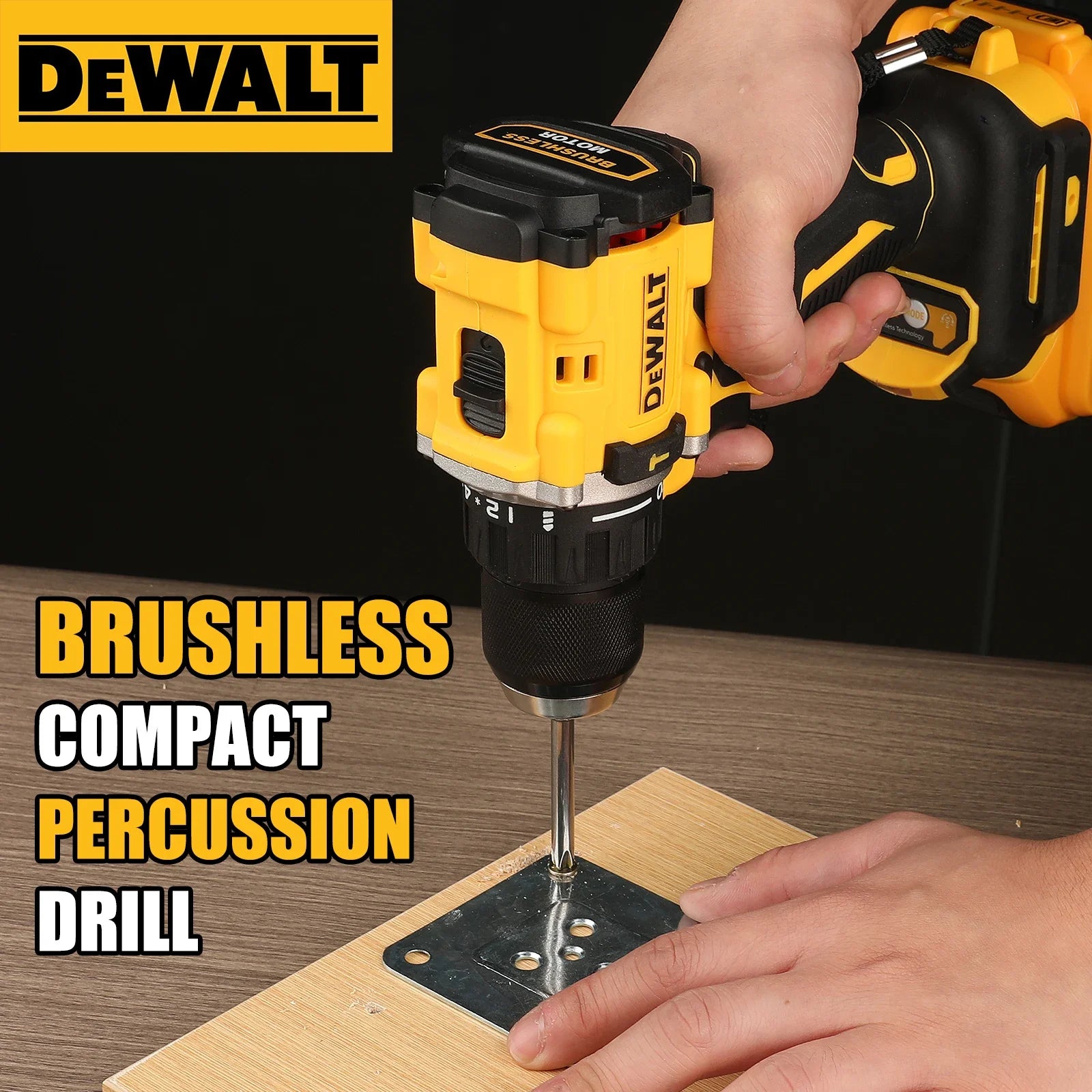 DEWALT DCD805 Brushless Compact 2 - Speed Hammer Drill 15+1 Torque Settings Pivoting LED Bare Machine