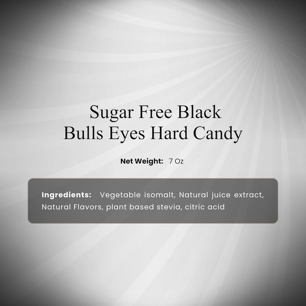 Andy Anand Sugar-Free Black Bulls Eyes Mint Hard Candy, 25 pc – Classic British Sweet, Keto & Diabetic-Friendly Gourmet Snack Gift Box