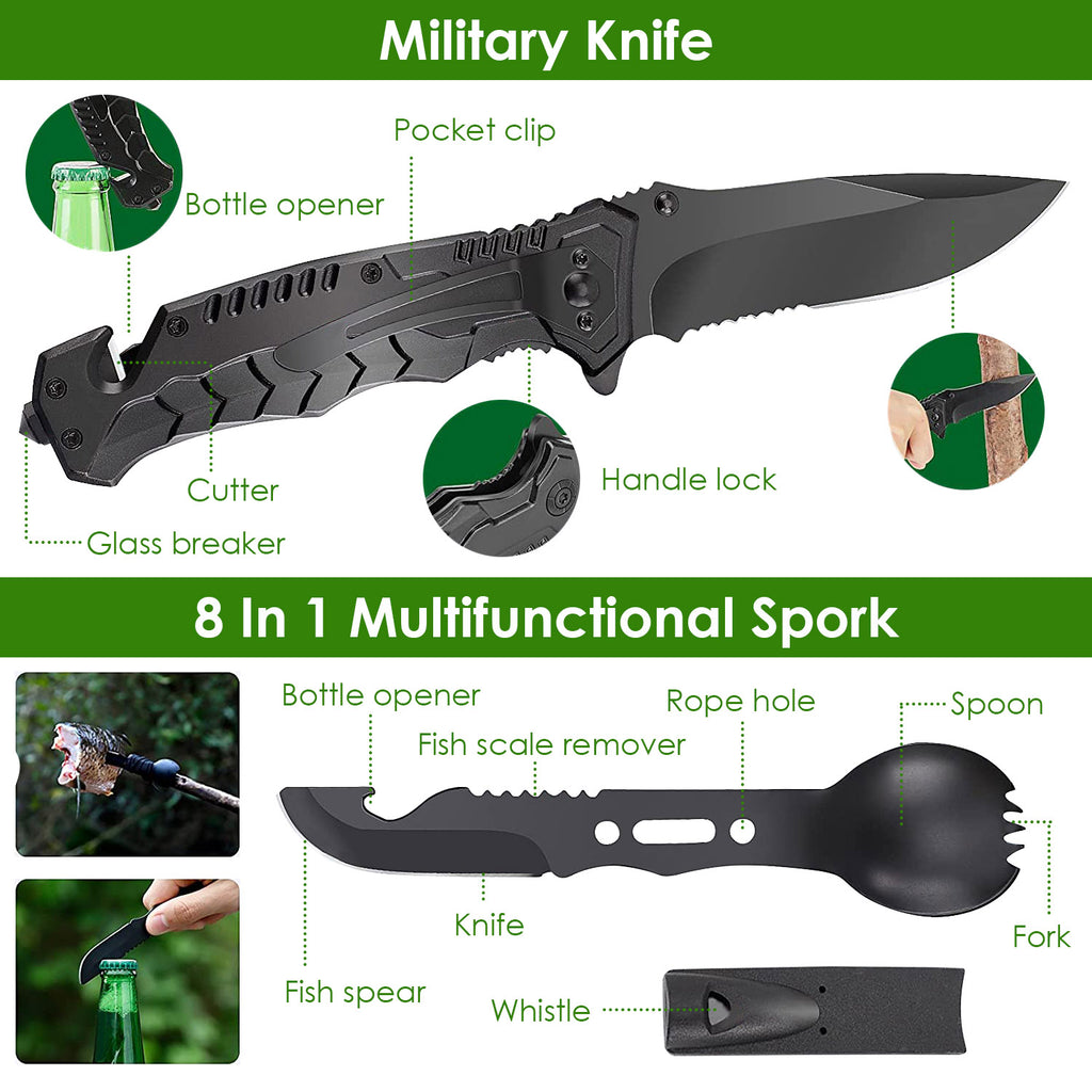 47Pcs Emergency Survival Kit For Hiking Hunting Disaster Camping Adventure