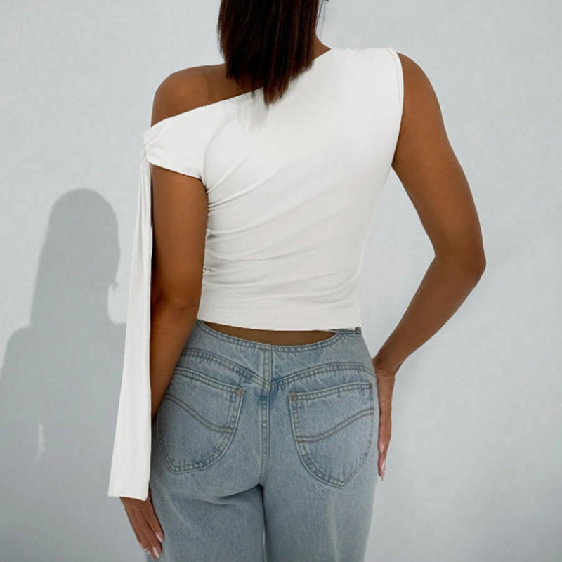 One-shoulder asymmetrical top