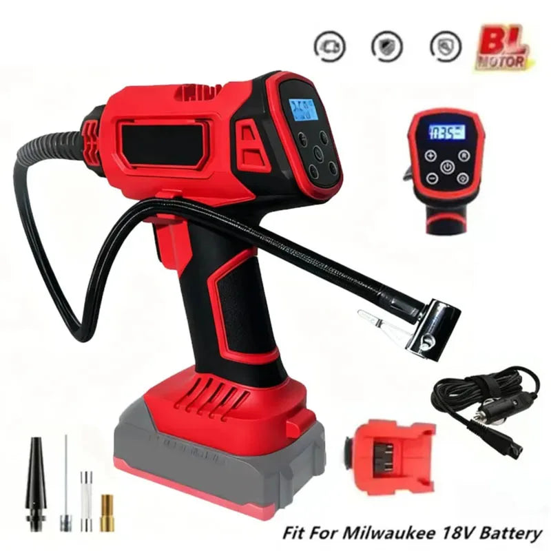 Fit for Milwaukee 18V Battery Electric Air Pump Cordless Car Tire Automatic Inflator Handheld Air Compressor Power Tools