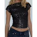 Sexy Backless Sequin Top Glittery Shimmering Party Wear