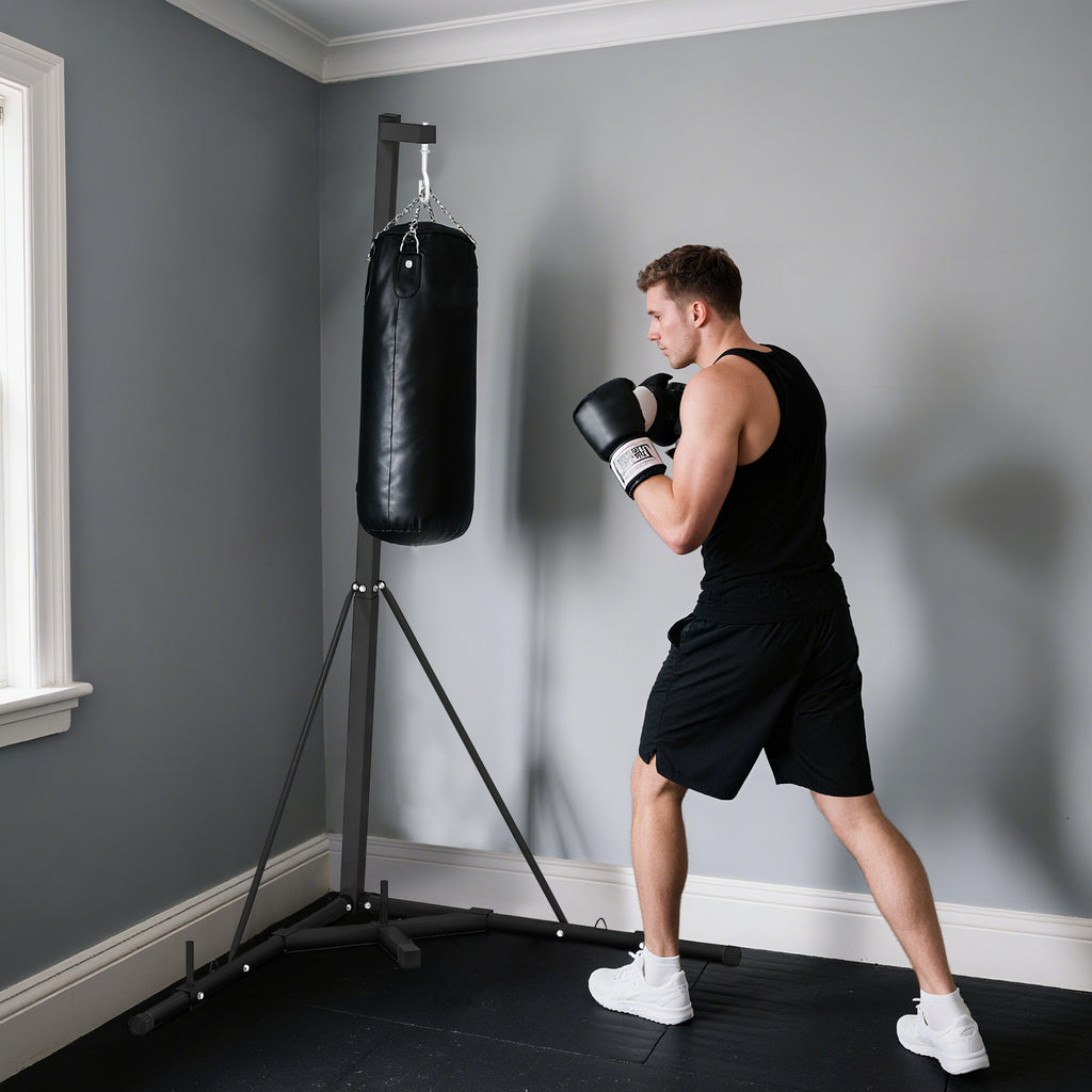 Foldable Punch Bag Stand, Height Adjustable Heavy Bag Stand with Weighted Base, For Home Gym