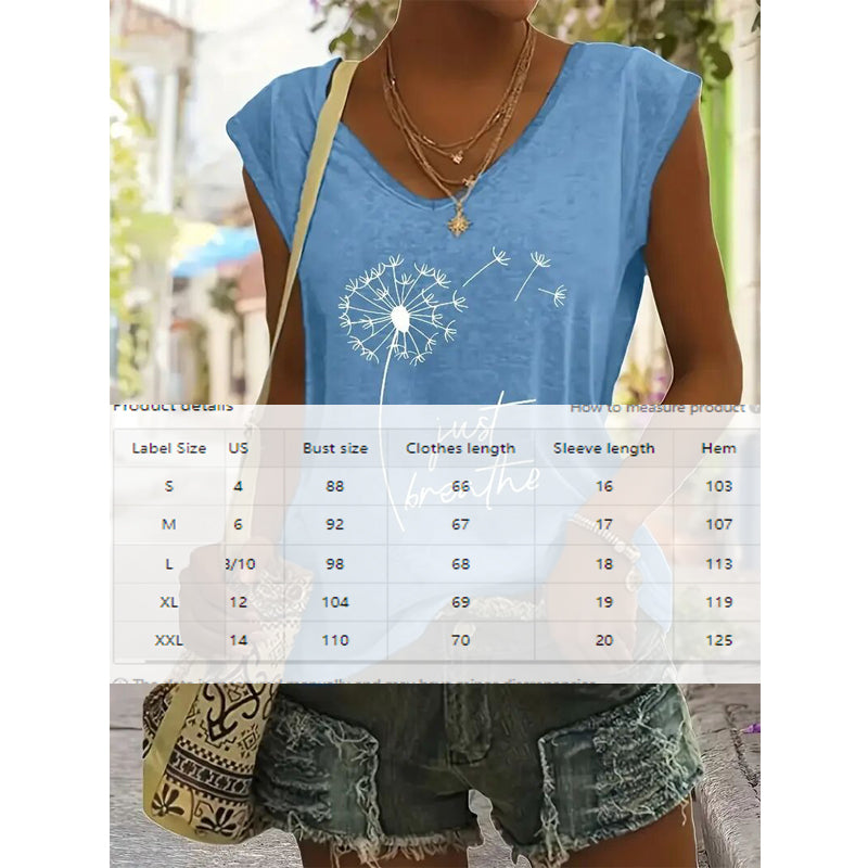 Dandelion & Letter Print Casual T-Shirt