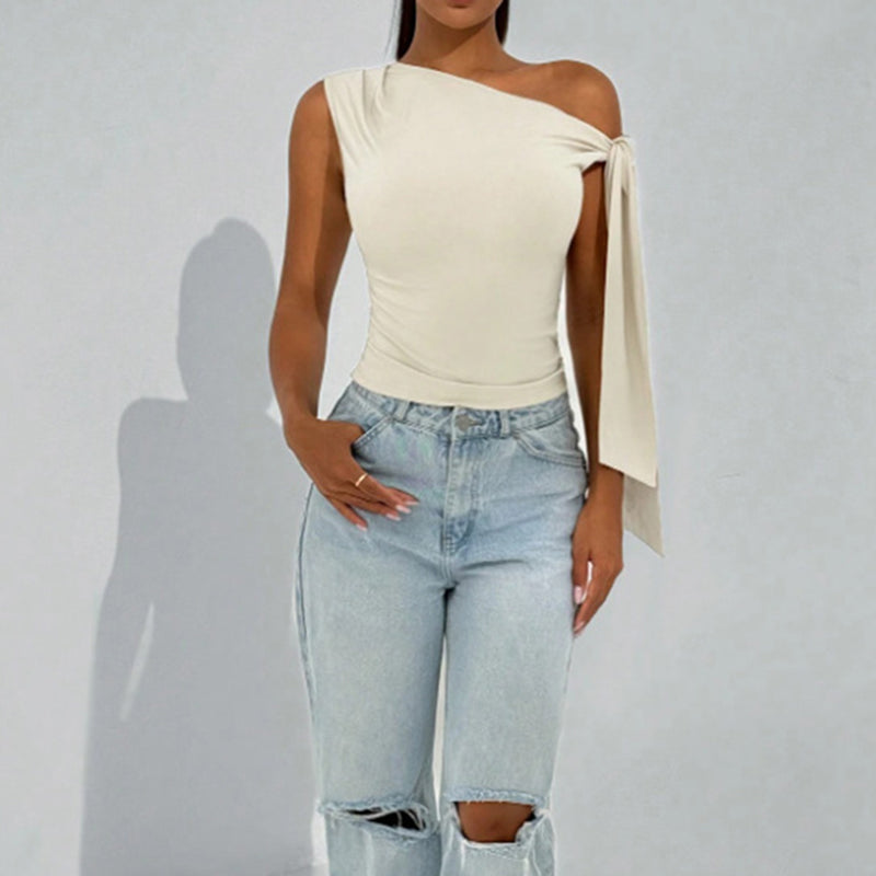 One-shoulder asymmetrical top