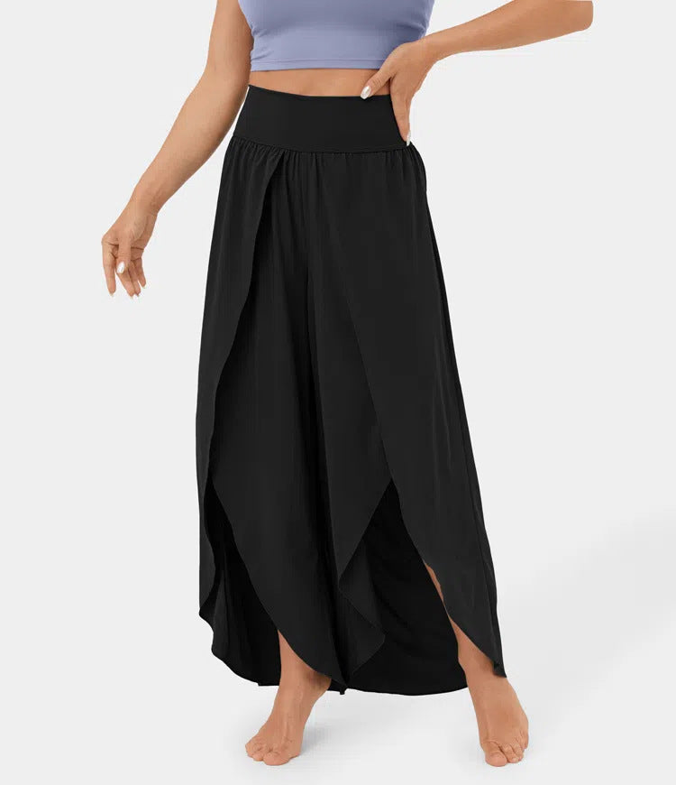 Premium Loose Split Elastic High Waist Wide Leg Trousers