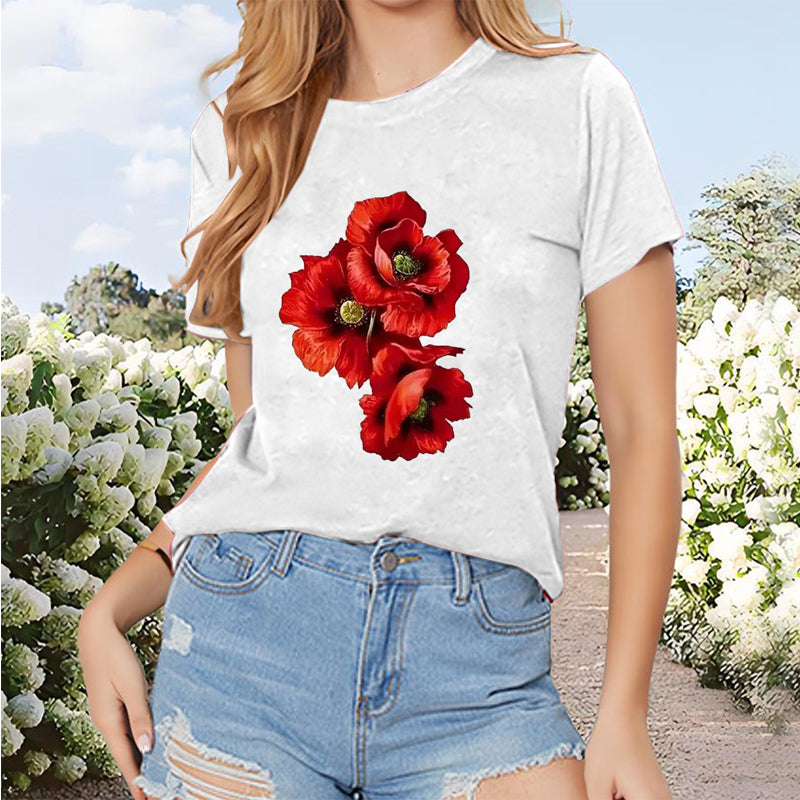 Red Floral Print Casual Top
