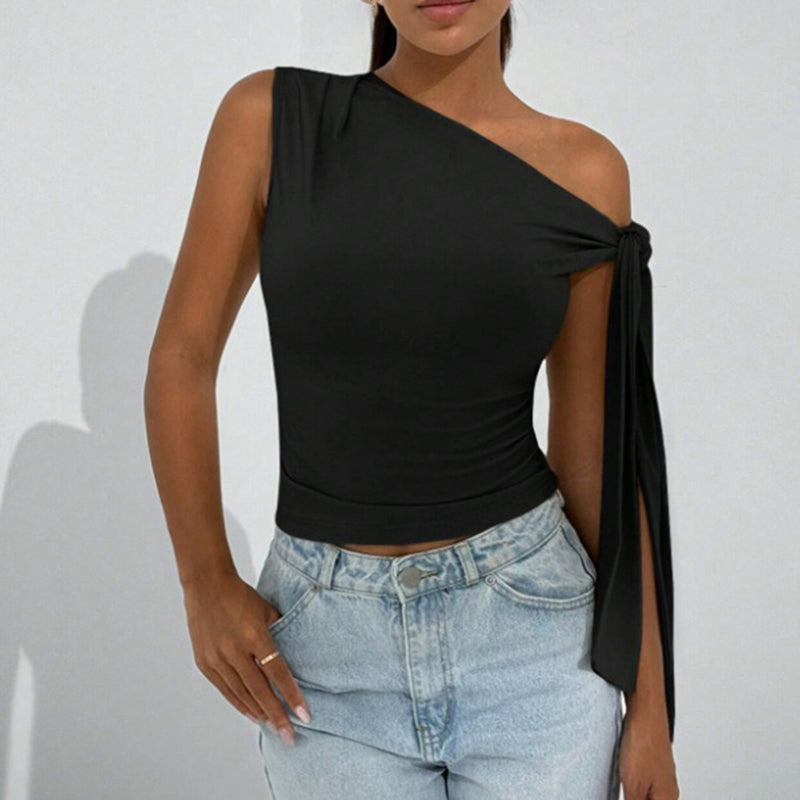 One-shoulder asymmetrical top