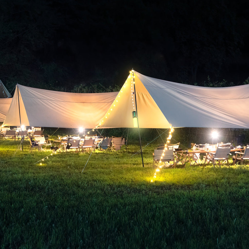 1Pc 4 In 1 Rechargeable Camping String Light IP44 Waterproof Carry Bag For Indoor & Outdoor
