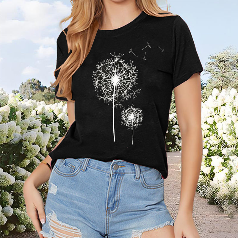 Dandelion Print Casual T-Shirt