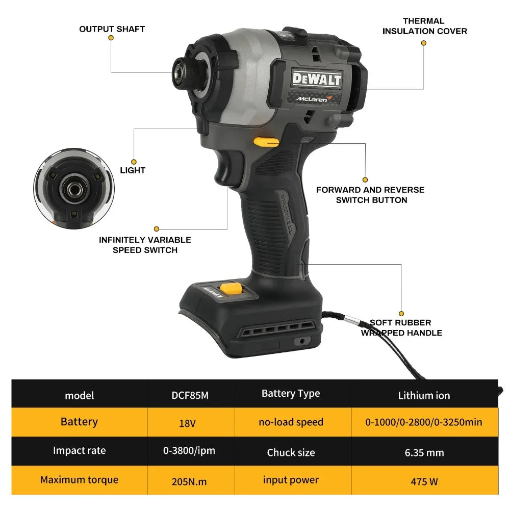 DeWalt DCF85M 205N.m Cordless Screwdriver 3250rpm Adjustable Speed Brushless Electric Power Screwdrivers for DIY And Professiona
