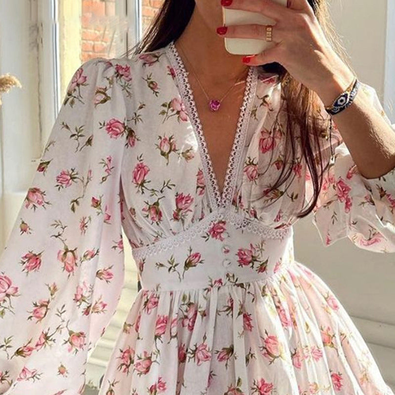 Floral Puff Sleeve Mini Dress