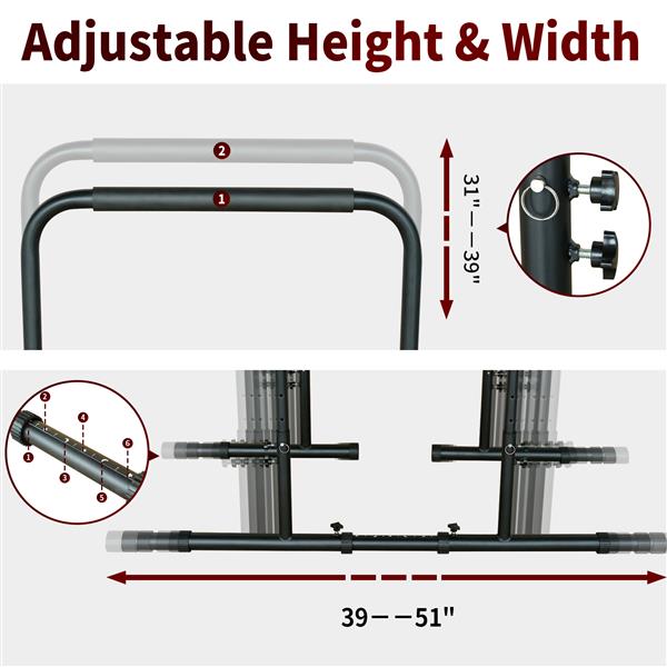 Power Tower Pull Up Rod Stand, Adjustable Height Heavy Duty Multi Functional