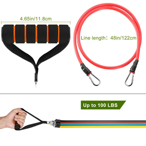 11Pcs Resistance Bands Set Tube Bands